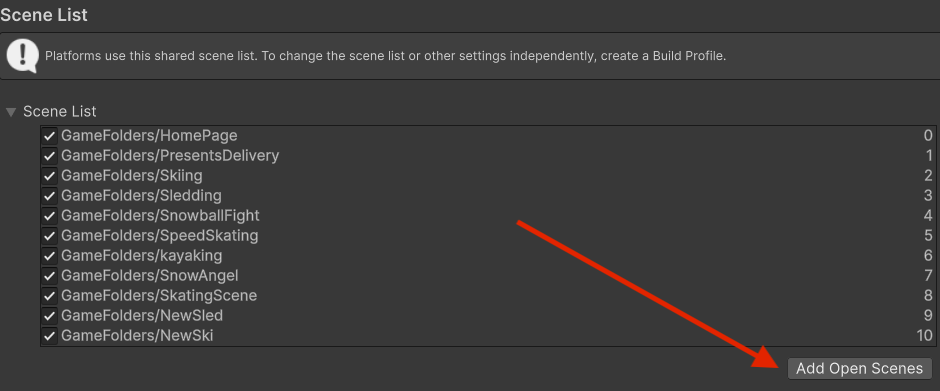 Add Open Scenes